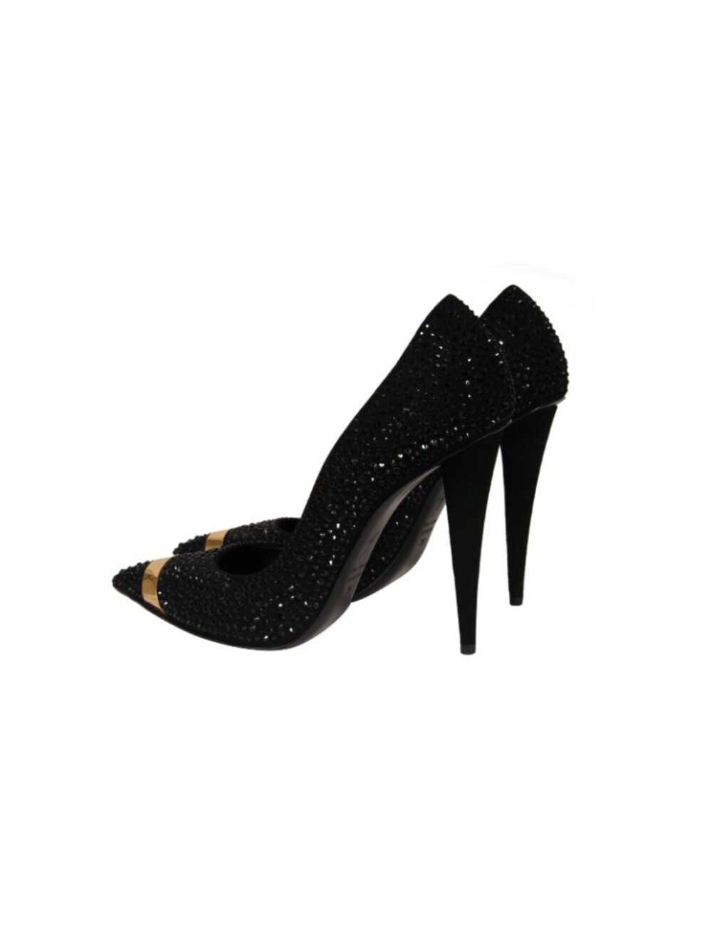 Giuseppe Zanotti Women Crystal Emballished Heels Sz US9 EU39 Black Gold Studded - Picture 5 of 12